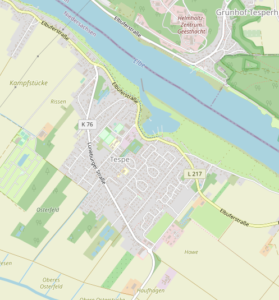 Karte von Tespe im Bereich Bardowick, das Einsatzgebiet des Möbeltaxis Lüneburg